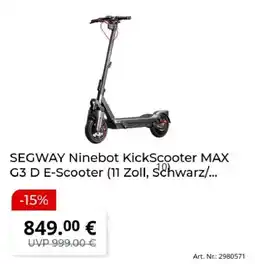 MediaMarkt SEGWAY Ninebot KickScooter MAX G3 D E-Scooter Angebot