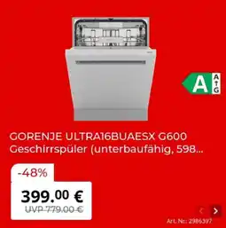 MediaMarkt GORENJE ULTRA16BUAESX G600 Geschirrspüler Angebot