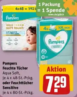 REWE Pampers Feuchte Tücher oder Feuchttücher Sensitive Angebot