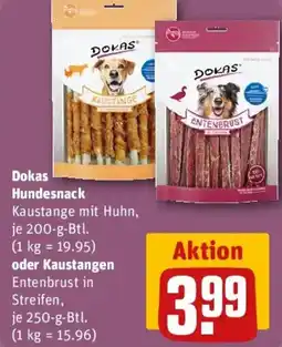 REWE Dokas Hundefutter oder Kaustangen Angebot
