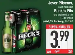 E-Center Jever Pilsener oder Beck's Pils Angebot