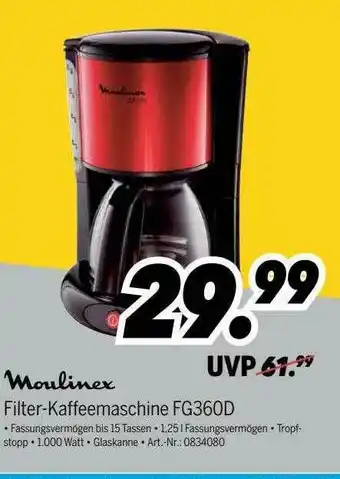 MEDIMAX Moulinex Filter-kaffeemaschine Fg360d Angebot