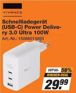 Expert Technomarkt VIVANCO Schnellladegerät (USB-C) Power Delivery 3.0 Ultra 100W Angebot