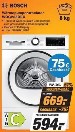 Expert Technomarkt BOSCH Wärmepumpentrockner WQG235DEX Angebot