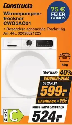 Expert Technomarkt Constructa Wärmepumpentrockner CWQ3AC01 Angebot