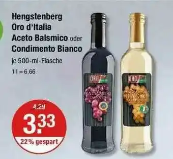 V Markt Hengstenberg Oro D'italia Aceto Balsmico Oder Condimento Bianco Angebot