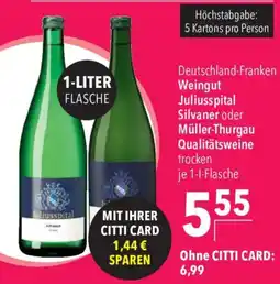 CITTI Markt Juliusspital Silvaner oder Müller-Thurgau Angebot