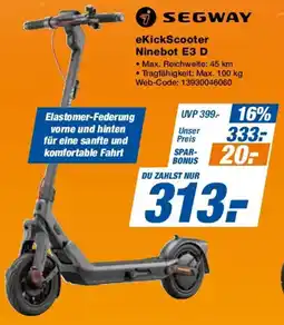 Expert SEGWAY eKickScooter Ninebot E3 D Angebot