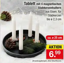 Zimmermann Tablett mit 4 magnetischen Stabkerzenhaltern Angebot