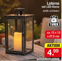 Zimmermann Laternemit LED-Kerze antik-schwarz Angebot