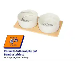 Action Keramik-Futternäpfe auf Bambustablett Angebot