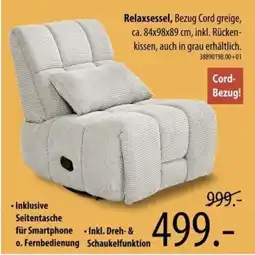 Franz Knuffmann Relaxsessel, Bezug Cord greige Angebot