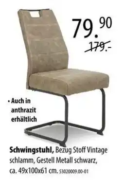 Franz Knuffmann Schwingstuhl, Bezug Stoff Vintage schlamm, Gestell Metall schwarz Angebot
