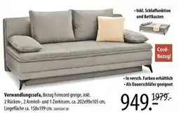 Franz Knuffmann Verwandlungssofa, Bezug Feincord greige Angebot