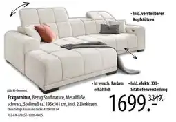Franz Knuffmann Eckgarnitur, Bezug Stoff nature, Metallfüße schwarz Angebot