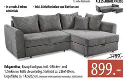 Franz Knuffmann Eckgarnitur, Bezug Cord grau Angebot