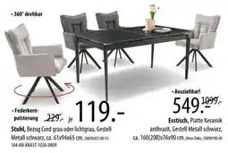Franz Knuffmann Stuhl, Bezug Cord grau oder lichtgrau, Gestell Metall schwarz Angebot
