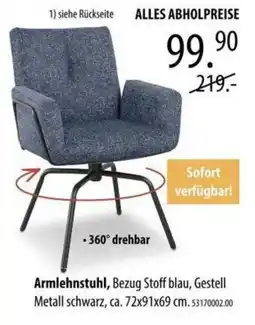 Franz Knuffmann Armlehnstuhl, Bezug Stoff blau, Gestell Metall schwarz Angebot