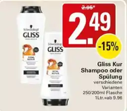 WEZ Gliss Kur Shampoo oder Spülung Angebot