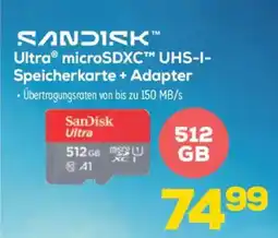 Euronics SanDisk Ultra microSDXC UHS-I Speicherkarte Angebot