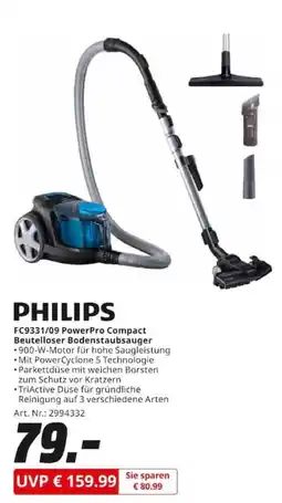 MediaMarkt PHILIPS FC9331/09 PowerPro Compact Beutelloser Bodenstaubsauger Angebot