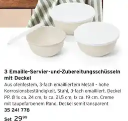 Tchibo 3 Emaille-Servier-und-Zubereitungsschüsseln mit Deckel Angebot
