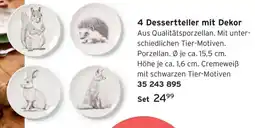 Tchibo 4 Dessertteller mit Dekor Angebot