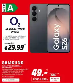 MediaMarkt SAMSUNG GALAXY S26 256GB Black Smartphone Angebot
