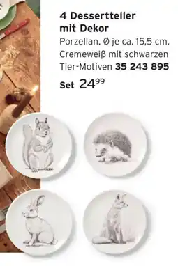 Tchibo 4 Dessertteller mit Dekor Angebot