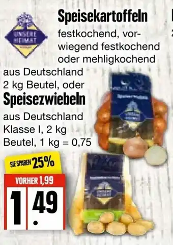 Edeka Frischemarkt Speisekartoffeln 2kg Beutel oder Speisezwiebeln 2kg Beutel Angebot