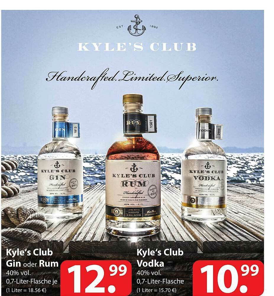 Kyle's Club Gin Oder Rum Kyle's Club Vodka Angebot bei Famila Nord Ost