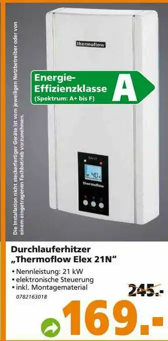 Globus Baumarkt Durchlauferhitzer „thermoflow Elex 21n“ Angebot