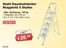 Stabilo Fachmarkt Stahl Haushaltsleiter Klapptritt 5 Stufen DEMA Angebot