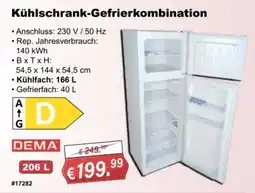 Stabilo Fachmarkt Kühlschrank-Gefrierkombination DEMA Angebot