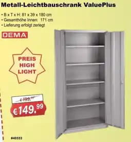 Stabilo Fachmarkt Metall-Leichtbauschrank ValuePlus DEMA Angebot