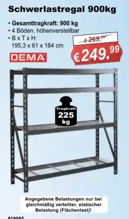 Stabilo Fachmarkt Schwerlastregal 900kg DEMA Angebot