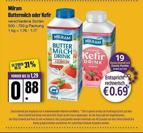 Milram Buttermilch Oder Kefir Angebot bei Edeka