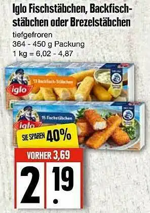 Edeka Iglo Fischstäbchen, Backfisch-stäbchen Oder Brezelstäbchen Angebot