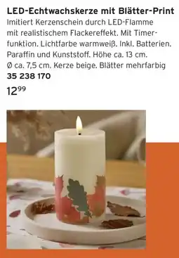 Tchibo LED-Echtwachskerze mit Blätter-Print Angebot