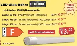 Stabilo Fachmarkt BLULAXA LED-Glas-Röhre Angebot