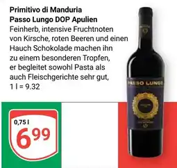 Globus Primitivo di Manduria Passo Lungo DOP Apulien Angebot