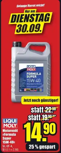 B1 Discount Baumarkt LIQUI MOLY Motorenöl »Formula Super 15W-40« Angebot