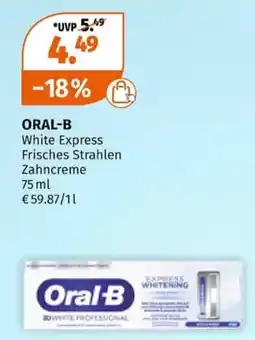 Müller ORAL-B White Express Frisches Strahlen Zahncreme Angebot