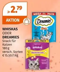 Müller WHISKAS ODER DREAMIES Snack für Katzen Angebot