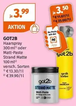 Müller GOT2B Haarspray oder Matt-Paste Strand Matte Angebot