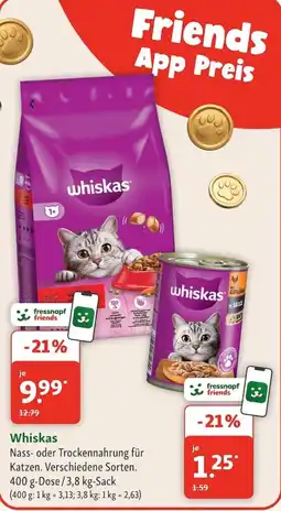 Fressnapf Whiskas Nass- oder Trockennahrung für Katzen Angebot