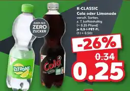 Kaufland K-CLASSIC Cola oder Limonade Angebot
