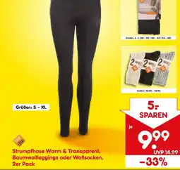 Netto Marken-Discount Strumpfhose Warm & Transparent, Baumwollleggings oder Wollsocken Angebot
