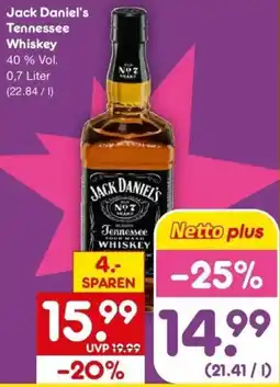 Netto Getränke Discount Jack Daniel's Tennessee Whiskey Angebot