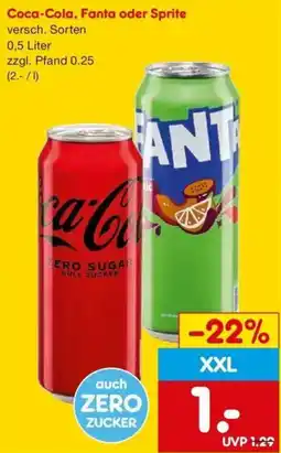 Netto Getränke Discount Coca-Cola, Fanta oder Sprite Angebot